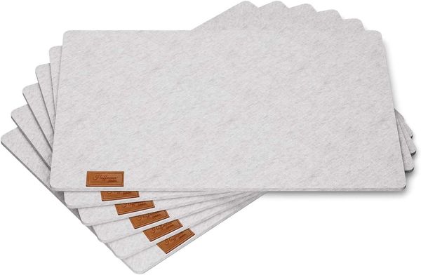 Hoffmann Germany Platzset Tischunterlage Filz 45×30 cm, 6er-Set, hellgrau, hitzebeständig, (Set, 6-St, 6x Platzset 45×30 cm), 5 mm Filz, abwaschbar, 200°C, 90% Polyester, zeitloses Design