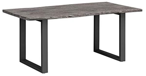 Esstisch Akazie massiv grau 230x100 cm Baumkante Industrial Design Bullwer massivum Holztisch rechteckig Metallgestell