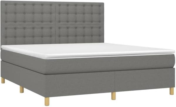 vidaXL Boxspringbett mit Matratze Dunkelgrau 180x200 cm Stoff 3142674