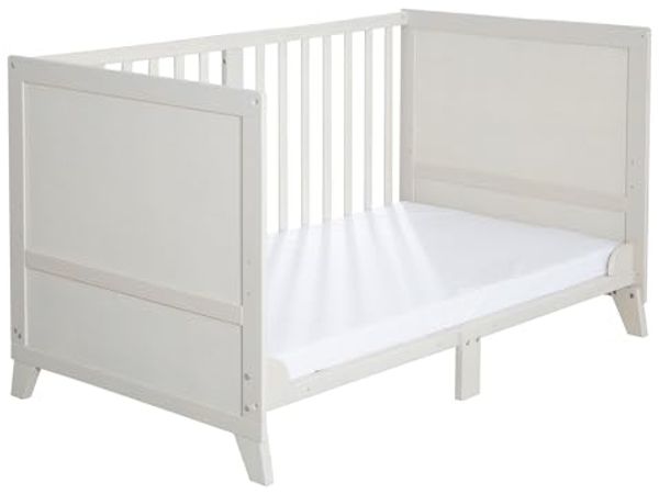 roba Komplettbettset Savanna Friends - Babybett 70x140 cm aus Holz inkl. Matratze, Bettwäsche, Himmel & Himmelstange - Mitwachsend ab 6 Monate - Naturgrau Bild 6