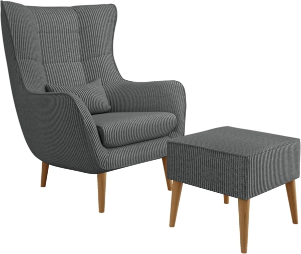 Sessel Lucio Cord (Farbe: Poso 22, mit Fußbank)