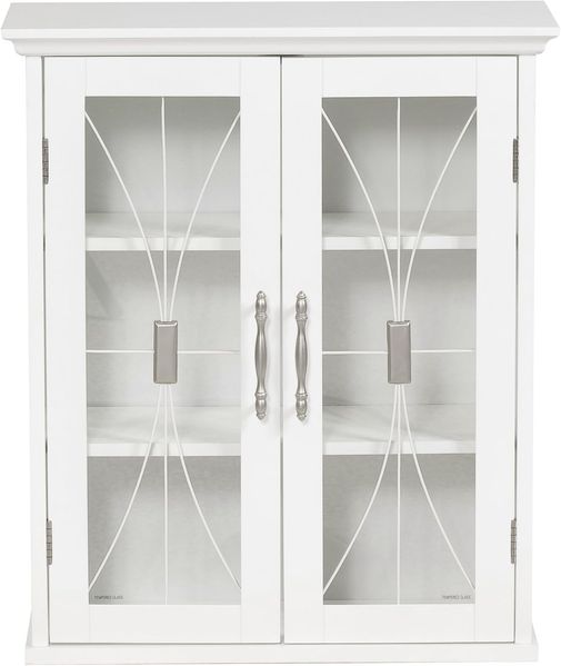 Teamson Home Badezimmerschrank -Holz-Wandschrank weiß 7930 mit 2 Glastüren