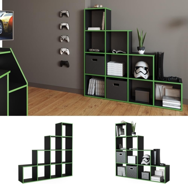 Vicco Treppenregal Schwarz/Grün 142.5 x 140 cm Bild 4