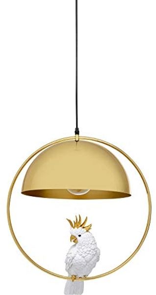 Kare Design Hängeleuchte Animal Cockatoo, Gold/Weiß, Hängelampe, Pendelleuchte, Stahl Gestell, Stahl Schirm, schwenkbar, handgearbeitet, keine Leuchtmittel inklusive, 60 x 46 x 46 cm (H/B/T)