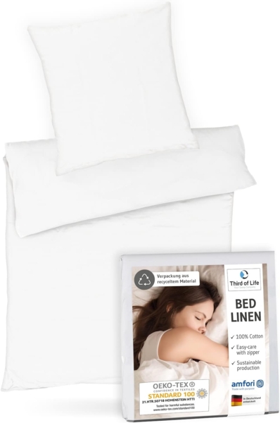 Bettwäsche Set Renforce Weiß 155x220 + 80x80