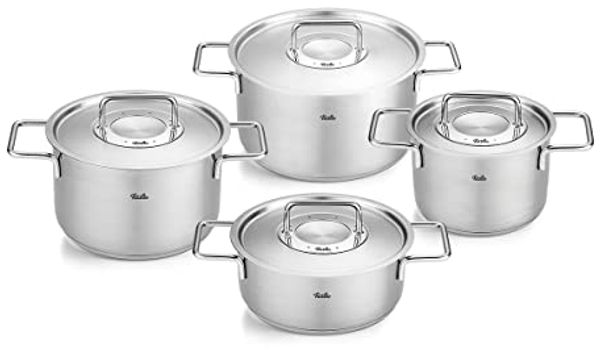Fissler Topf-Set Fissler Pure Collection, Edelstahl 18/10 (Set, 4-tlg, Kochtopf 16/20/24 + Bratentopf 20cm), Made in Germany