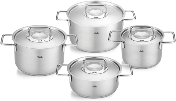Fissler Topf-Set Fissler Pure Collection, Edelstahl 18/10 (Set, 4-tlg, Kochtopf 16/20/24 + Bratentopf 20cm), Made in Germany