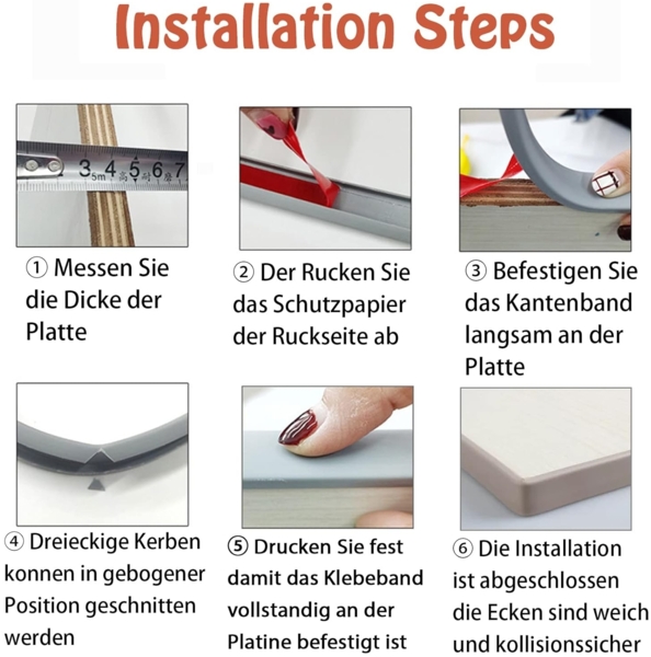 Kantenumleimer selbstklebend, Kantenschutz Baby, Eckenschutz Kantenschutz, U-Förmig TPE Kantenband für Schrankreparatur, Möbelrestaurierung und Renovierung (Beige,U25mm*3m) Bild 8