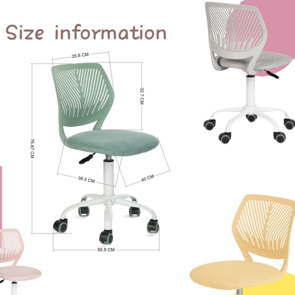 FurnitureR Schreibtischstuhl, ergonomischer Drehstuhl ohne Armlehnen, höhenverstellbarer Bürostuhl mit Rollen, komfortabler Arbeitsstuhl für Home Office, Schlafzimmer und Arbeitszimmer Bild 3