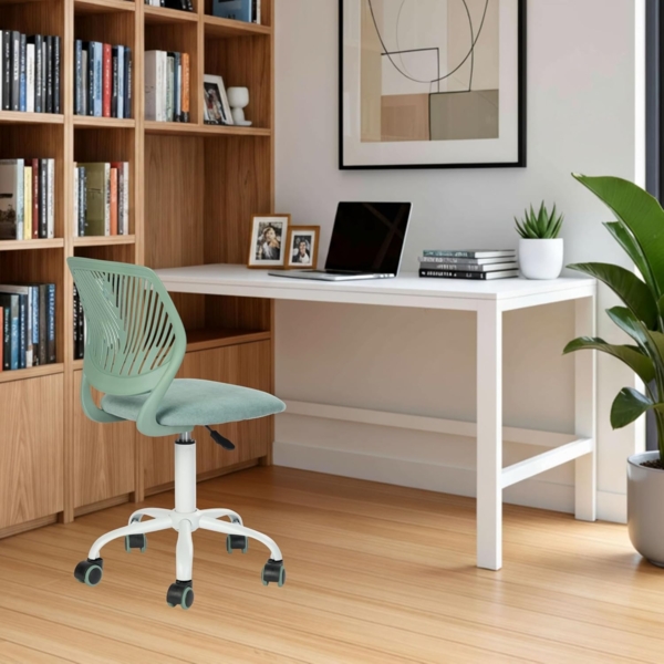 FurnitureR Schreibtischstuhl, ergonomischer Drehstuhl ohne Armlehnen, höhenverstellbarer Bürostuhl mit Rollen, komfortabler Arbeitsstuhl für Home Office, Schlafzimmer und Arbeitszimmer Bild 2