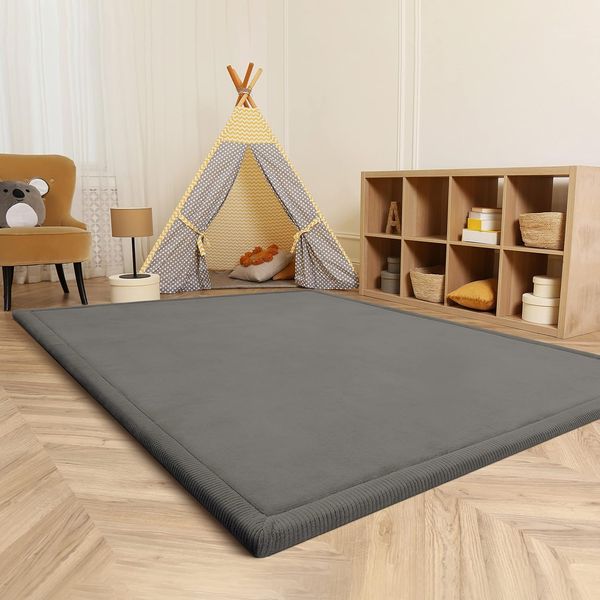 Paco Home Teppich Kinderzimmer Kinderteppich Baby Spielteppich Krabbeldecke Krabbelmatte Weich rutschfest Jungen Mädchen Deko, Grösse:160x220 cm, Farbe:Grau