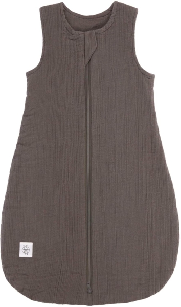 LÄSSIG Baby Sommerschlafsack ohne Ärmel Muslin Baumwolle GOTS zertifiziert unisex/Muslin Sleeping Bag anthracite, Größe 74/80 7-12 Monate