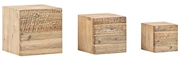 Wandregal 3er Set massivum Jolo Akazie gebürstet braun 25x25x25 cm Holzwürfel Dekowürfel Wandboard Deko Wohnzimmer Flur