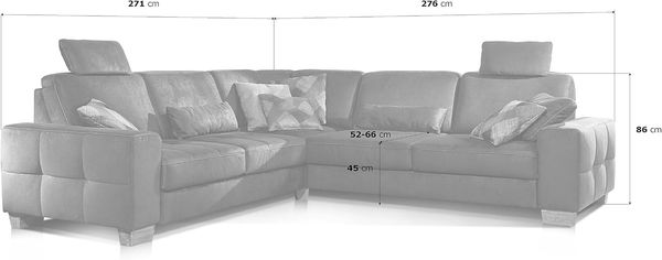 Cavadore Ecksofa Puccino mit Federkern, Schlaffunktion, verstellbaren Sitztiefen und 2 Kopfstützen / Couch gleichschenklig in L-Form im Landhausstil / 276 x 86 x 271 cm / Mikrofaser hellbraun Bild 3