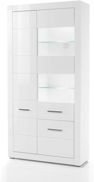 Lomadox Vitrine BALVE-61 Standvitrine modern in weiß Hochglanz & mit Beleuchtung 100 x 198 x 35 cm