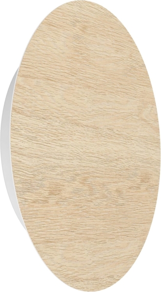 EGLO LED Wandlampe Alamilo, runde Wandleuchte für innen, Wandspot mit indirekter Beleuchtung für Wohnzimmer und Flur, Holz in Natur und Metall in Weiß, FSC zertifiziert, warmweiß