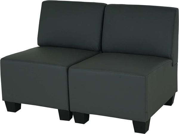Modular 2-Sitzer Sofa Couch Lyon, Kunstleder ~ dunkelgrau, ohne Armlehnen