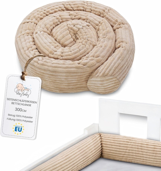 Totsy Baby Seitenschläferkissen Seitenschläferkissen Bettschlange 300 cm Baumwolle Kopfkissen Beige