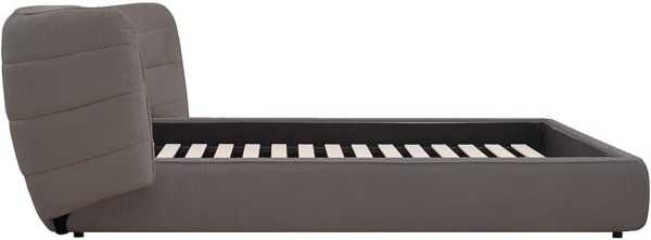 Vente-unique - Bett 140 x 200 cm mit geschwungenem Kopfteil - Bouclé-Stoff - Grau - LARUMO von Maison Céphy Bild 5