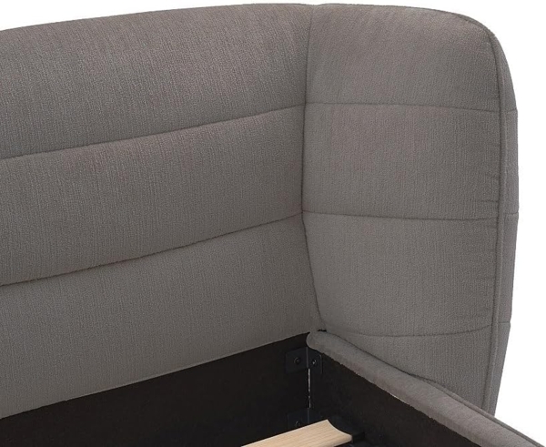 Vente-unique - Bett 140 x 200 cm mit geschwungenem Kopfteil - Bouclé-Stoff - Grau - LARUMO von Maison Céphy Bild 6