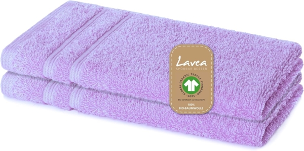 Lavea Gästehandtuch Bali, 30x50cm aus 100% Bio-Baumwolle, einzigartig weiche Gästetücher mit Aufhänger (Set, 2-St), hochwertiges und nachhaltiges Premium Gästetuch – saugstarke Faser