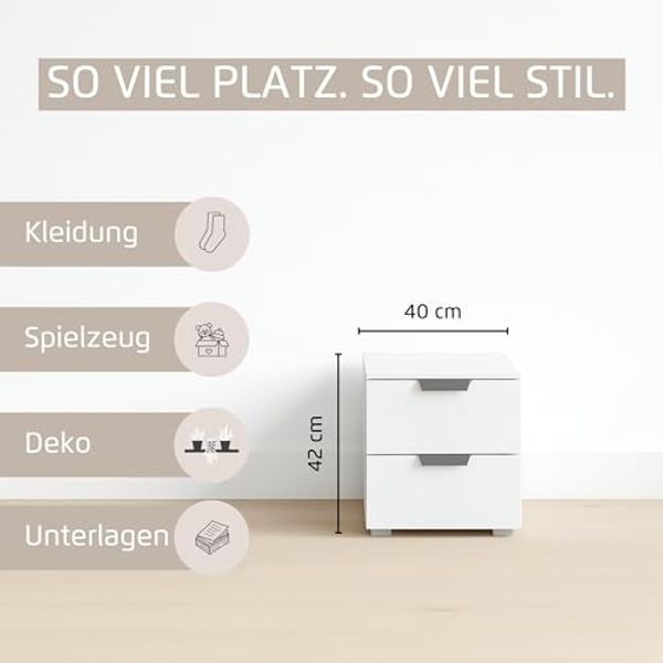rauch Aditio Box, Nachttisch, 2 Schubladen, mit Softclose-Funktion, Farbe Weiß/Eiche Artisan, BxHxT 40x42x42cm Bild 5