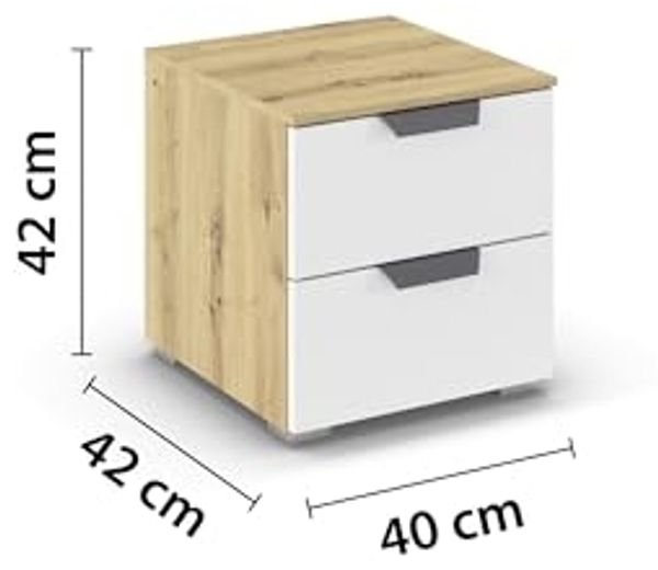 rauch Aditio Box, Nachttisch, 2 Schubladen, mit Softclose-Funktion, Farbe Weiß/Eiche Artisan, BxHxT 40x42x42cm Bild 3