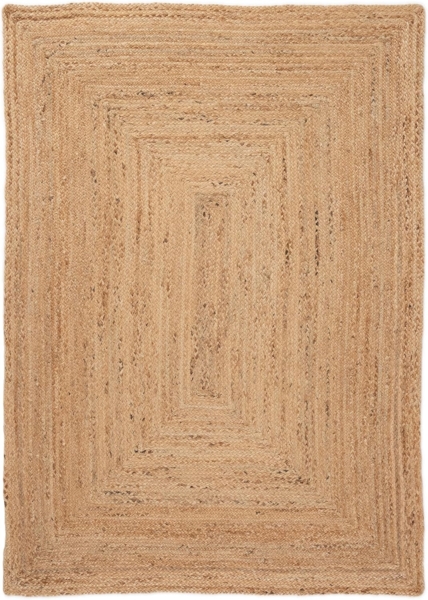 carpetfine Juteteppich Nele Beige handgewebt aus Jute 120x170 cm | Moderner Naturfaserteppich im Boho Style für Wohnzimmer, Küche und im Flur