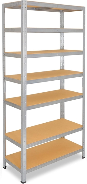 shelfplaza HOME 200x45x50 cm Schwerlastregal in grau-verzinkt mit 7 Böden und 125 kg Traglast pro Boden