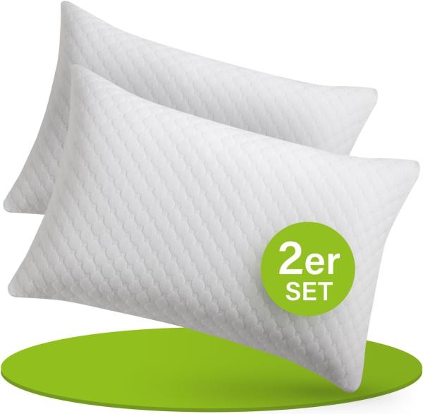 Juskys Kopfkissen 2er Set, Polyester weiß, 40 x 60 cm