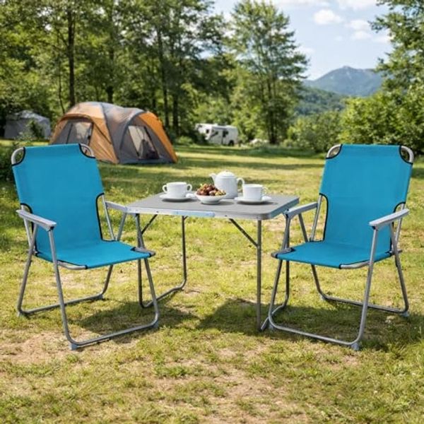 3-teiliges Campingmöbel Set Alu L80xB60xH68cm Petrol