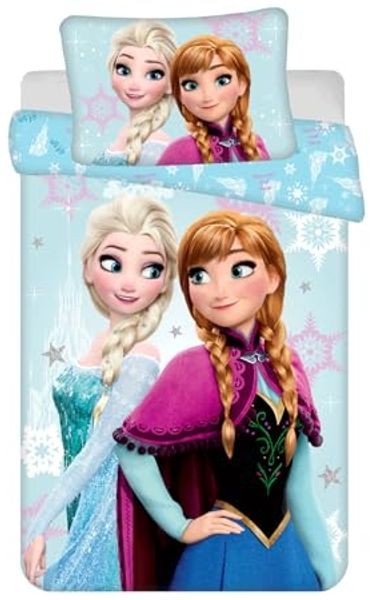 Disney Frozen Bettwäsche-Set für Kinderbett 100x135 cm + 40x60 cm aus 100% Baumwolle mit Reißverschluss