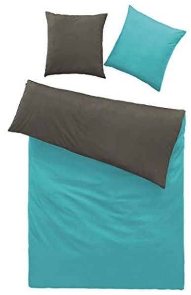 Optidream Renforcé Bettwäsche 135x200 cm Bettbezug 135x200 cm Kopfkissenbezug 80x80 cm Stahlgrau blau