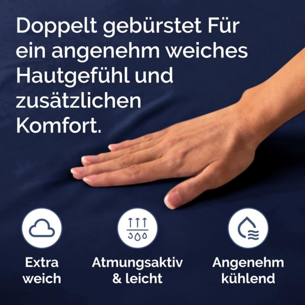 Spannbettlaken 120x200 cm - Extra Tiefes Spannbetttuch für Matratzen bis 40 cm (16") Höhe - Weiche Gebürstete Mikrofaser - Knitterfrei, Schrumpf- & Farbbeständig - Oeko-TEX - Marineblau Bettlaken Bild 5