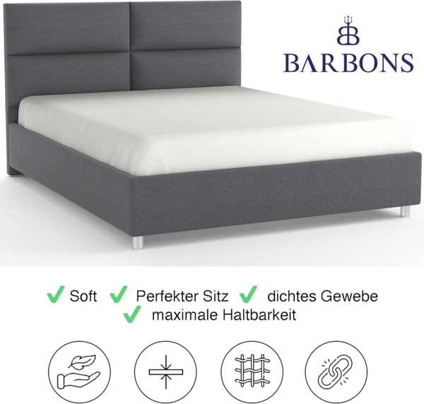 BARBONS Spannbettlaken 120x200 cm - 100% Baumwolle Spannbetttuch Oeko-TEX Zertifiziert Bettlaken Jersey Bettwaren und Bettbezug für Boxspringbett und Dicke Matratzen bis 27 cm - Weiss 120x200 Bild 6