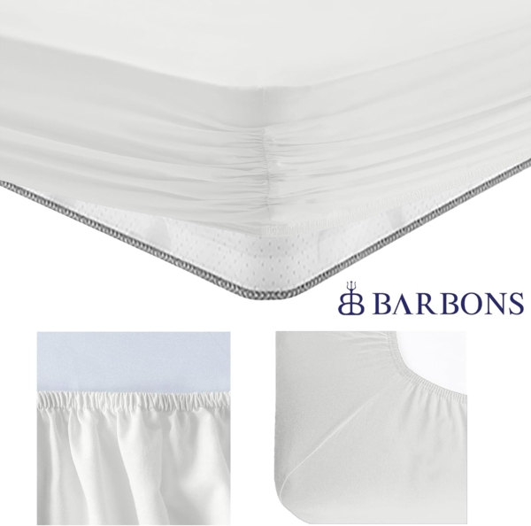 BARBONS Spannbettlaken 120x200 cm - 100% Baumwolle Spannbetttuch Oeko-TEX Zertifiziert Bettlaken Jersey Bettwaren und Bettbezug für Boxspringbett und Dicke Matratzen bis 27 cm - Weiss 120x200 Bild 4