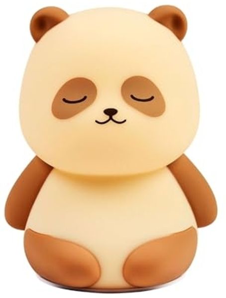 Nattou Nachtlampe Panda LED-Nachtlicht aus Silikon - 2 Helligkeitsstufen und Farbstufen - BPA-frei - 12 cm - Silikon - Beige
