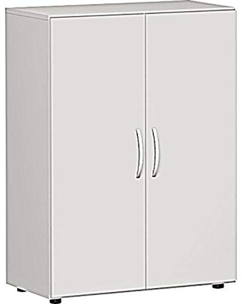 Flügeltürenschrank mit Standfüßen, Lichtgrau, 80 x 42 x 110 cm