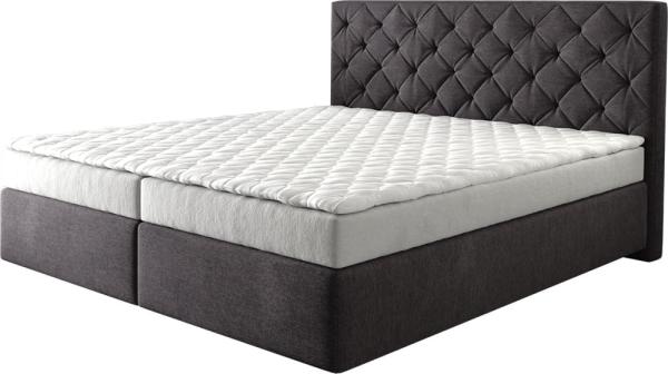 Boxspringbett Dream-Great 180x200 cm Schwarz mit Matratze und Topper