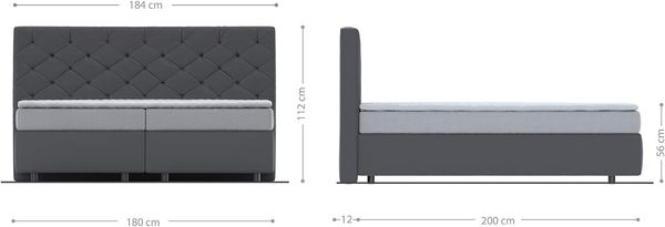 Boxspringbett Dream-Great 180x200 cm Schwarz mit Matratze und Topper Bild 6