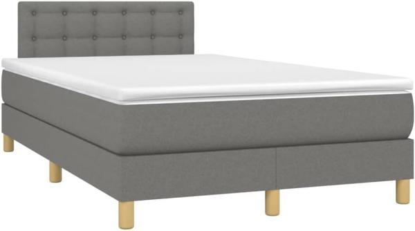 vidaXL Boxspringbett mit Matratze & LED Stoff Dunkelgrau 120 x 200 cm, Härtegrad: H2 [3134022]