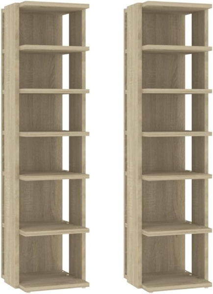 vidaXL Schuhschränke 2 Stk. Sonoma-Eiche 27,5x27x102 cm 808492