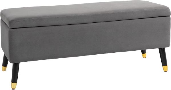 HOMCOM Sitzbank, Polsterbank mit Stauraum, Truhenbank, Metall, Schaumstoff, Kautschukholz, Kohlegrau, 110 x 43 x 45 cm