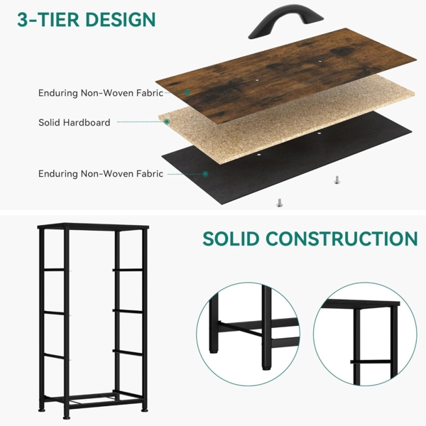 YITAHOME Kommode,Kommode mit 4 Schubladen,Schrank,Stoffschubladen mit Griffen,Metallgestell,Dauerhaft,Rustikal Braun Bild 7