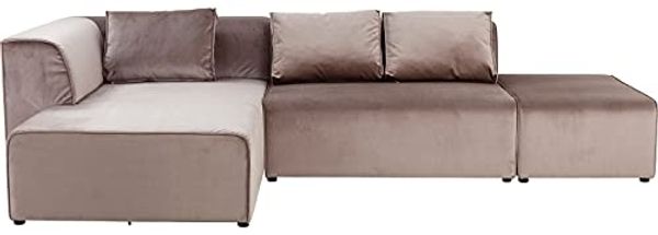 Kare Design Ecksofa Infinity, Taupe, L-Form, Ottomane Links, Samtoptik, Kissen abziehbar, 3 Kissen inklusive, Frei kombinierbar, Modern, Wohnzimmer, 70 x 306 x 182 cm (H/B/T)