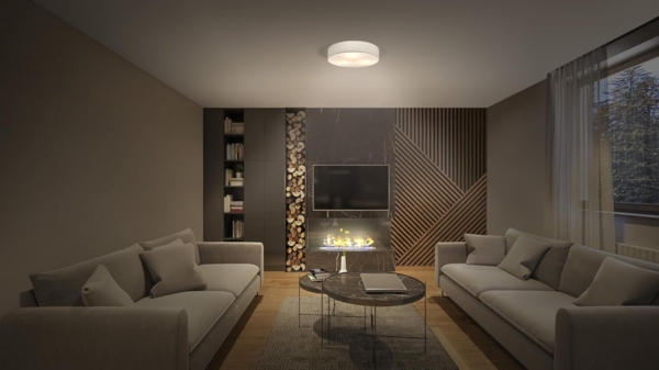 Osram ORBIS PARIS Deckenleuchte 480mm, beige, 3XE27-Sockel, kann mit smarter Lampe bestückt werden, hochwertiges, modernes Design, mit Stoffschirm, geeignet für Innenräume, rund, IP20 Schutzklasse Bild 3