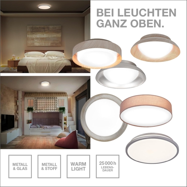 Osram ORBIS PARIS Deckenleuchte 480mm, beige, 3XE27-Sockel, kann mit smarter Lampe bestückt werden, hochwertiges, modernes Design, mit Stoffschirm, geeignet für Innenräume, rund, IP20 Schutzklasse Bild 2
