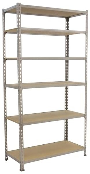 Simonrack Schwerlastregal, Lagerregal, 250 x 120 x 50 cm, Metallregal, Kellerregal, Biegestelle 200 kg, 6 Holzfachböden, Verzinkt/Holz - Maderclick