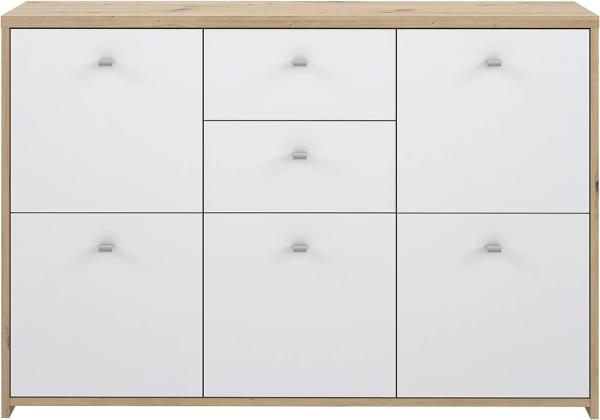 FORTE Best Chest Kommode, Holzwerkstoff, Braun/Weiß, 113,9 x 77,3 x 29,6 cm