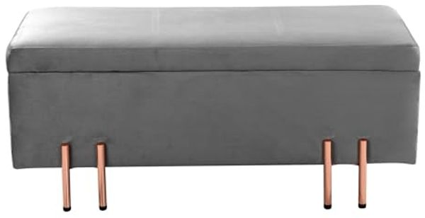 Sitztruhe Dals Samt 118x40x42 cm Grau [en. casa] Bild 7